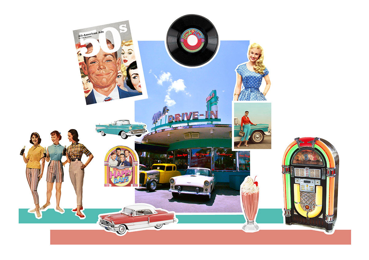 50s american style anni 50 colors design ILLUSTRATION  jukebox music pattern texture