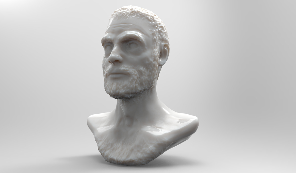 Zbrush sculpture 3D human bust Human head