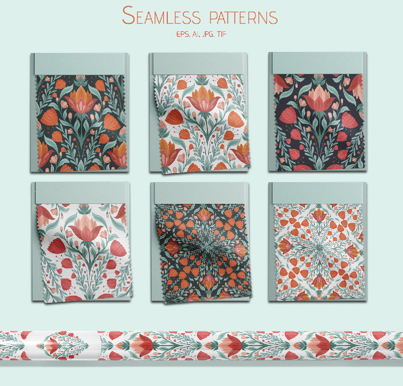 card decorative floral Flowers folk art ornament presentation design surface design textile