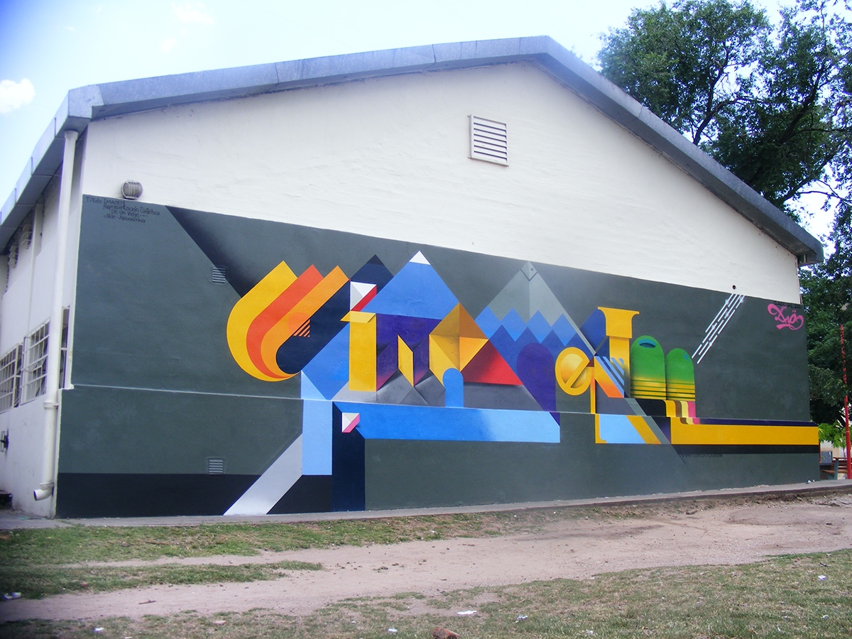graffitis geométrico  Córboba Argentina  dre  claudio dre geometrico ciudad universitaria diseño en muro