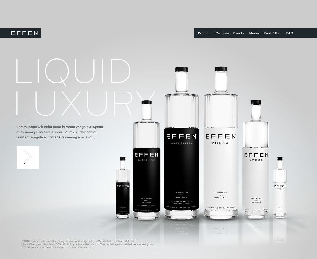 effen Vodka design site Web Liquid chicago