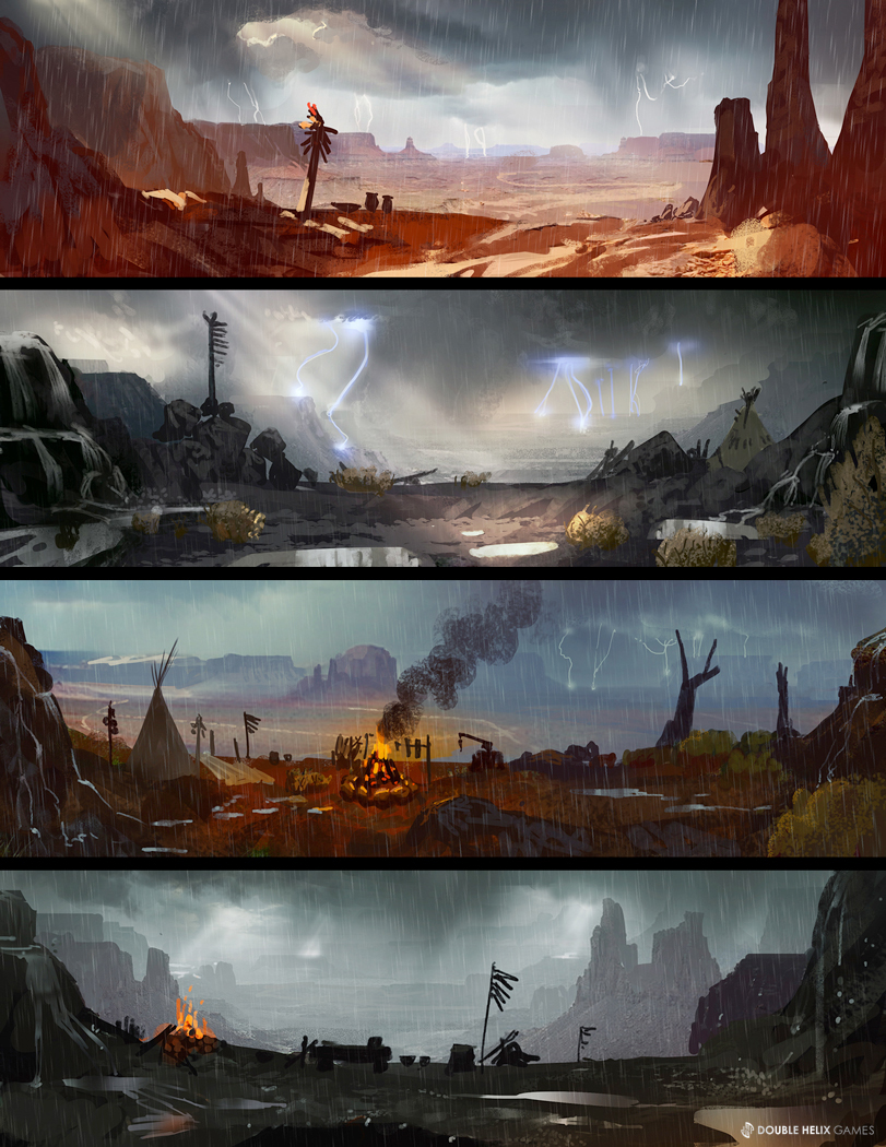 Landscape concept art Game Art desert thunderstorm environments