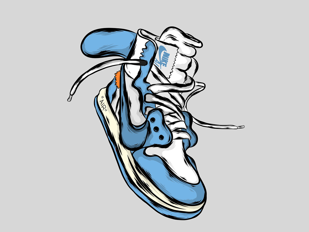 Nike JORDAN1 illustrazione Behance moda sneakers progettazione industriale off-white graphicdesign vector