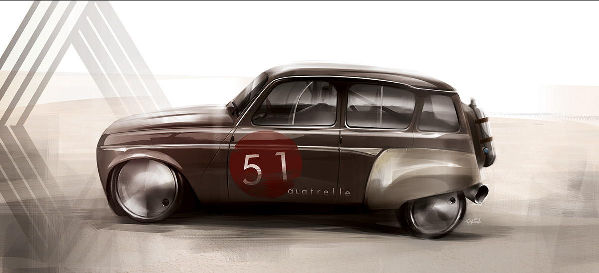 renault  painting  sketch  photoshop  automotive  design  Car  racer  rat rod  old  vintage  classic  digital  speedpainting