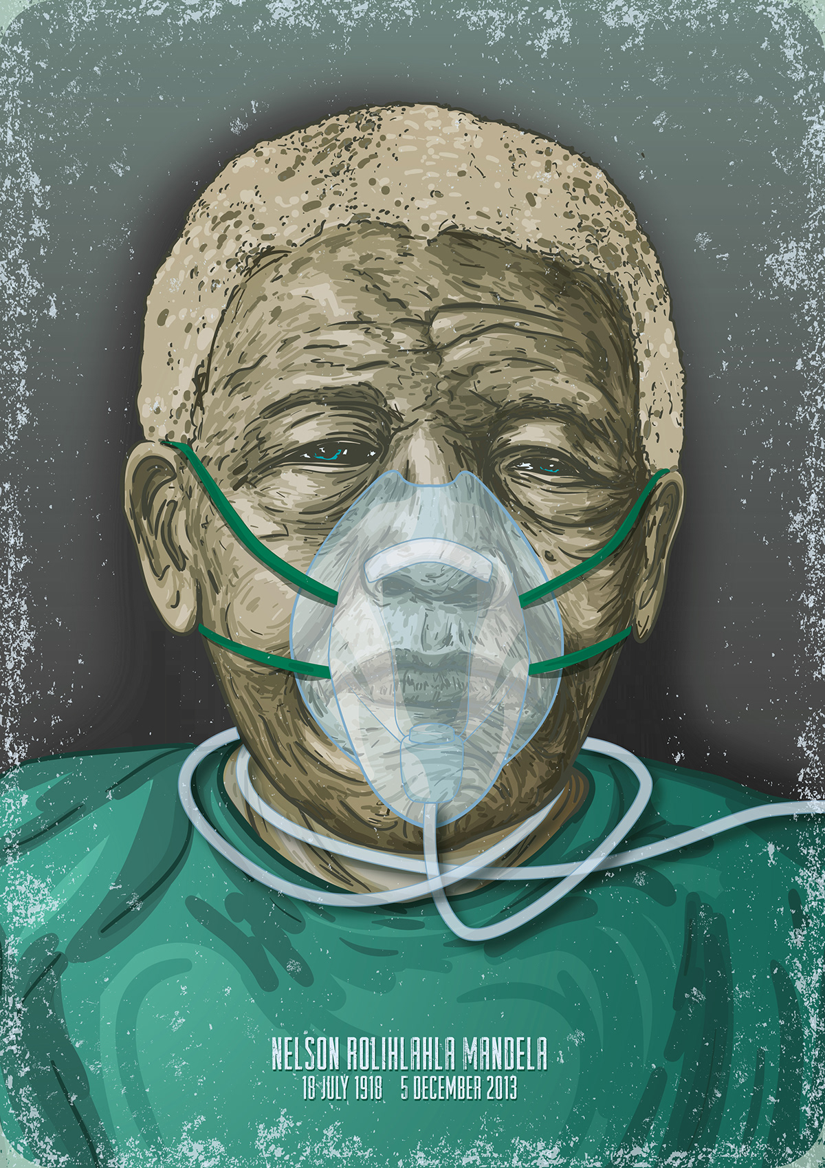 Mandela ijusi oxygen mask life support Hospital Green Wise Eyes freedom death