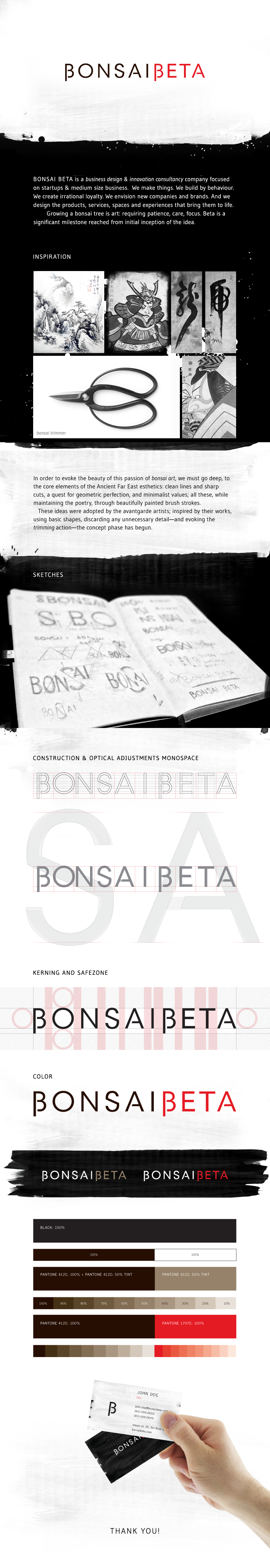 bonsai identity start-up  branding  graphic design red and black black and white