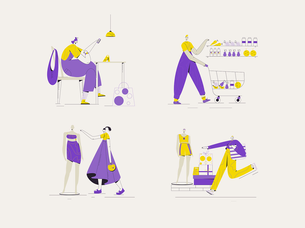 characters design Fashion  illustrations minimal modern Shopping simple Style vector