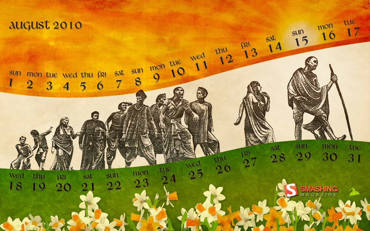 calendar gandhi indian Independence wallpaper smashing tricolor saffron dandimarch freedom