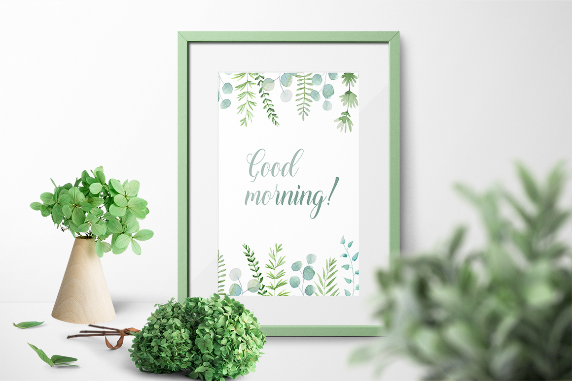 greenery watercolor green branches leaves wedding wedding clipart wedding printing invitations botanical