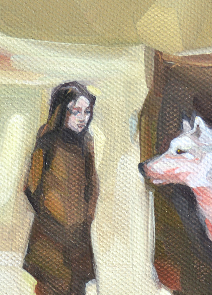 wolf winter girl nausicaa animal spiritual angel wild oil on canvas suorlovart