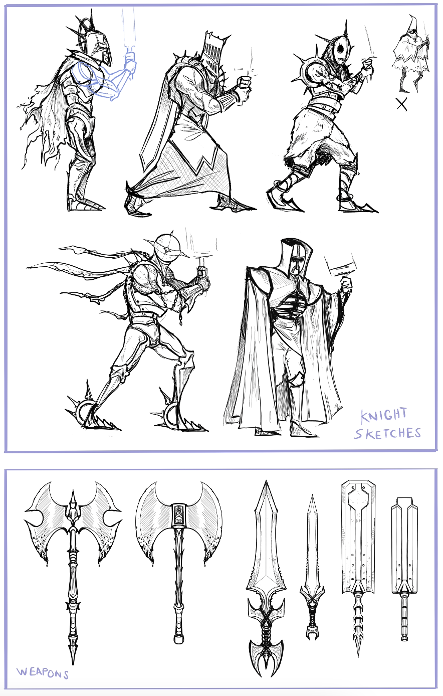 Character design  concept ILLUSTRATION  knight monster sketches