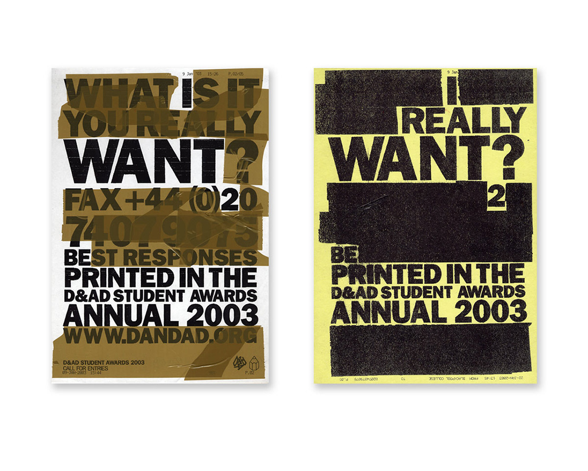 D&AD student awards book cover page insert