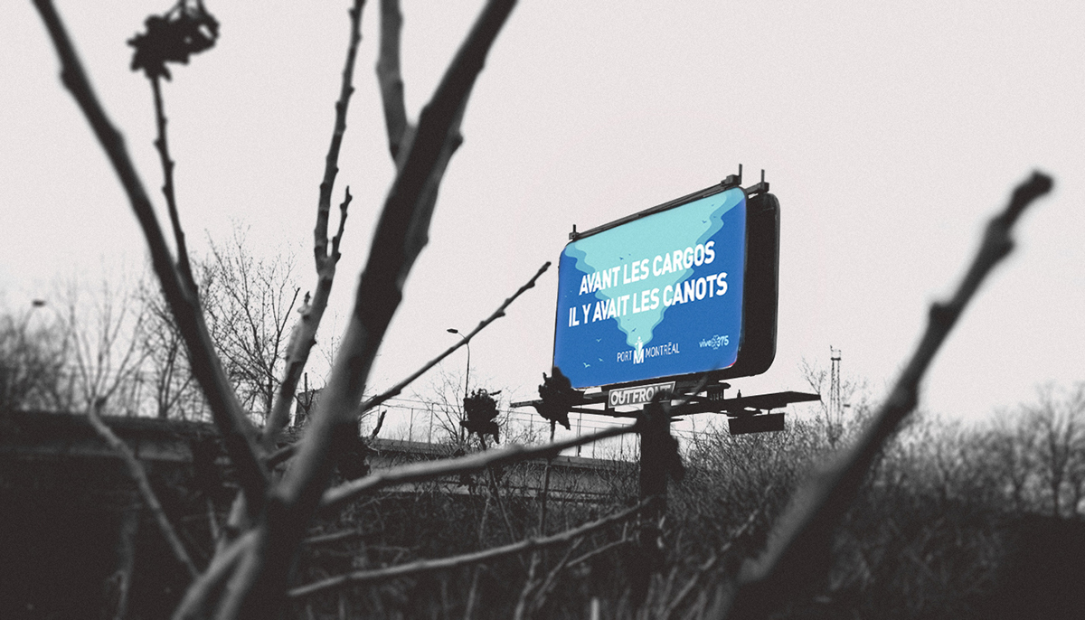 Advertising  billboard creative celebration conceptual Montreal port vector