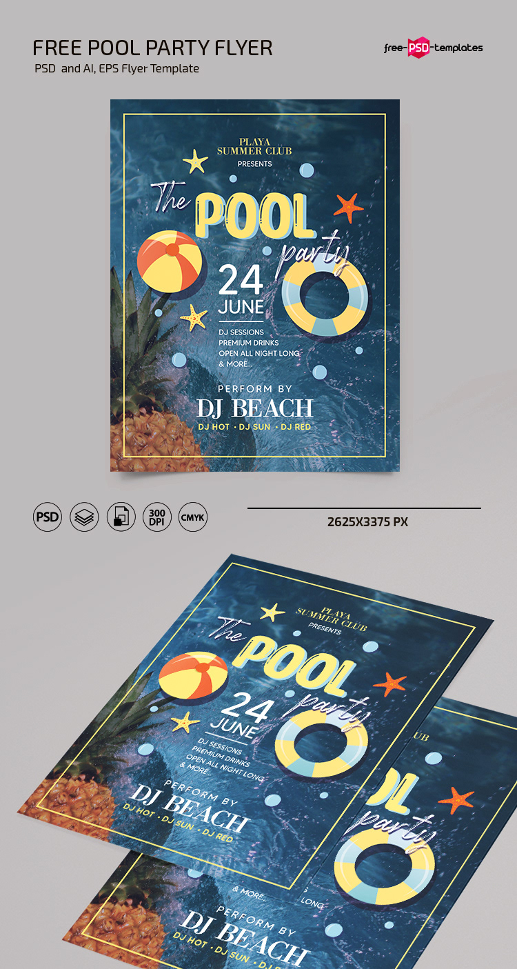FREE POOL PARTY FLYER TEMPLATE IN PSD + VECTOR on Behance Within Free Pool Party Flyer Templates