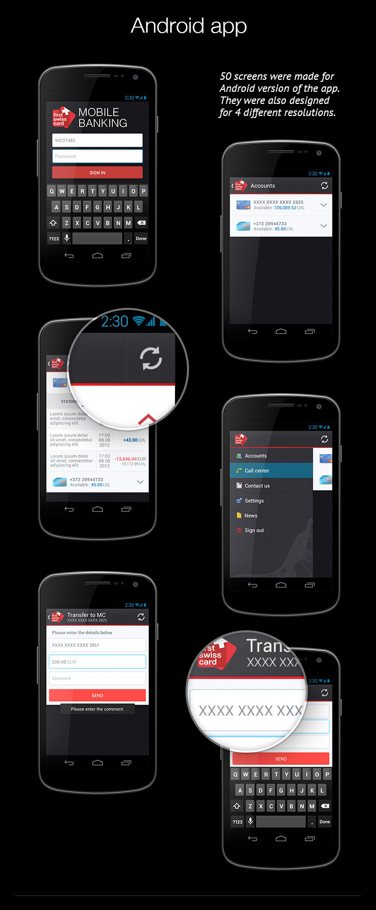 fsc first swiss card UI design mobile app andoid iphone