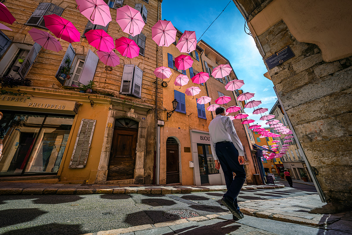 art city france Grasse Photography  pink Street street photography Umbrella Urban