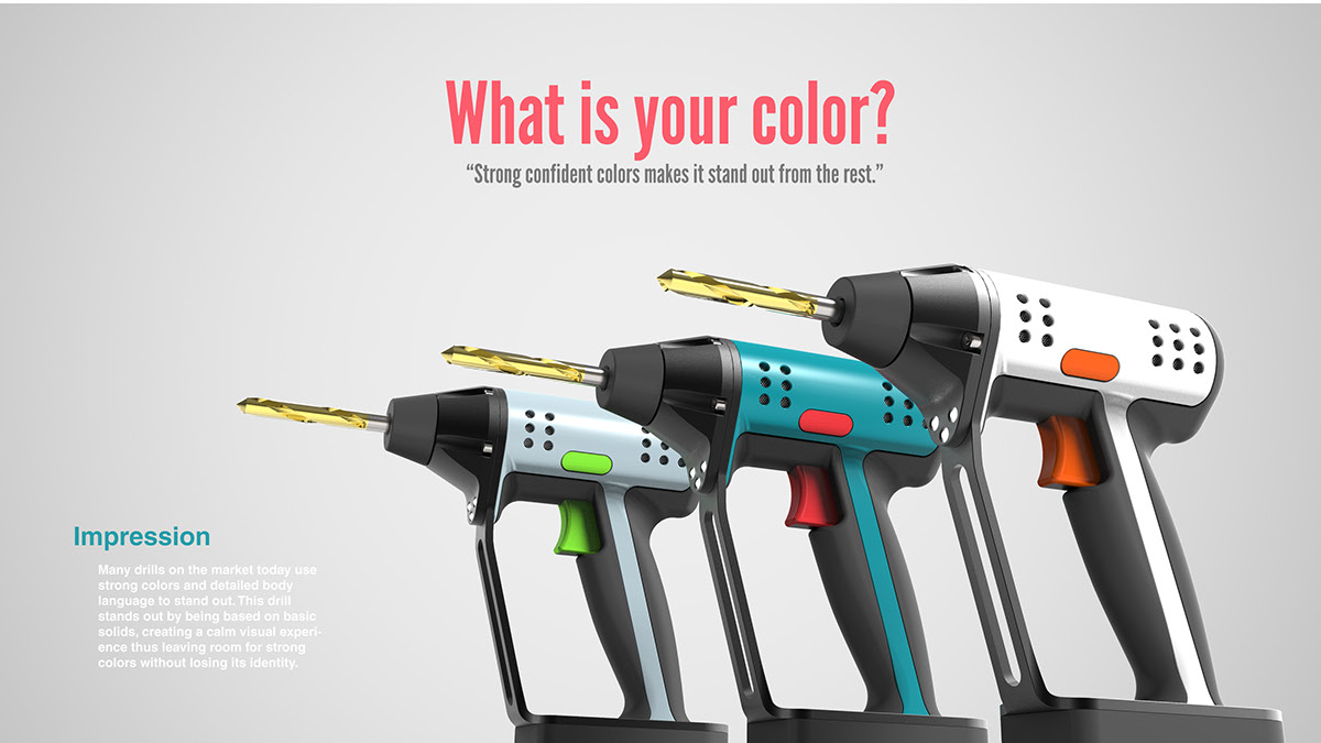 screwdriver power-tools Ergonomics compact semi-professional model mock-up colors basic form