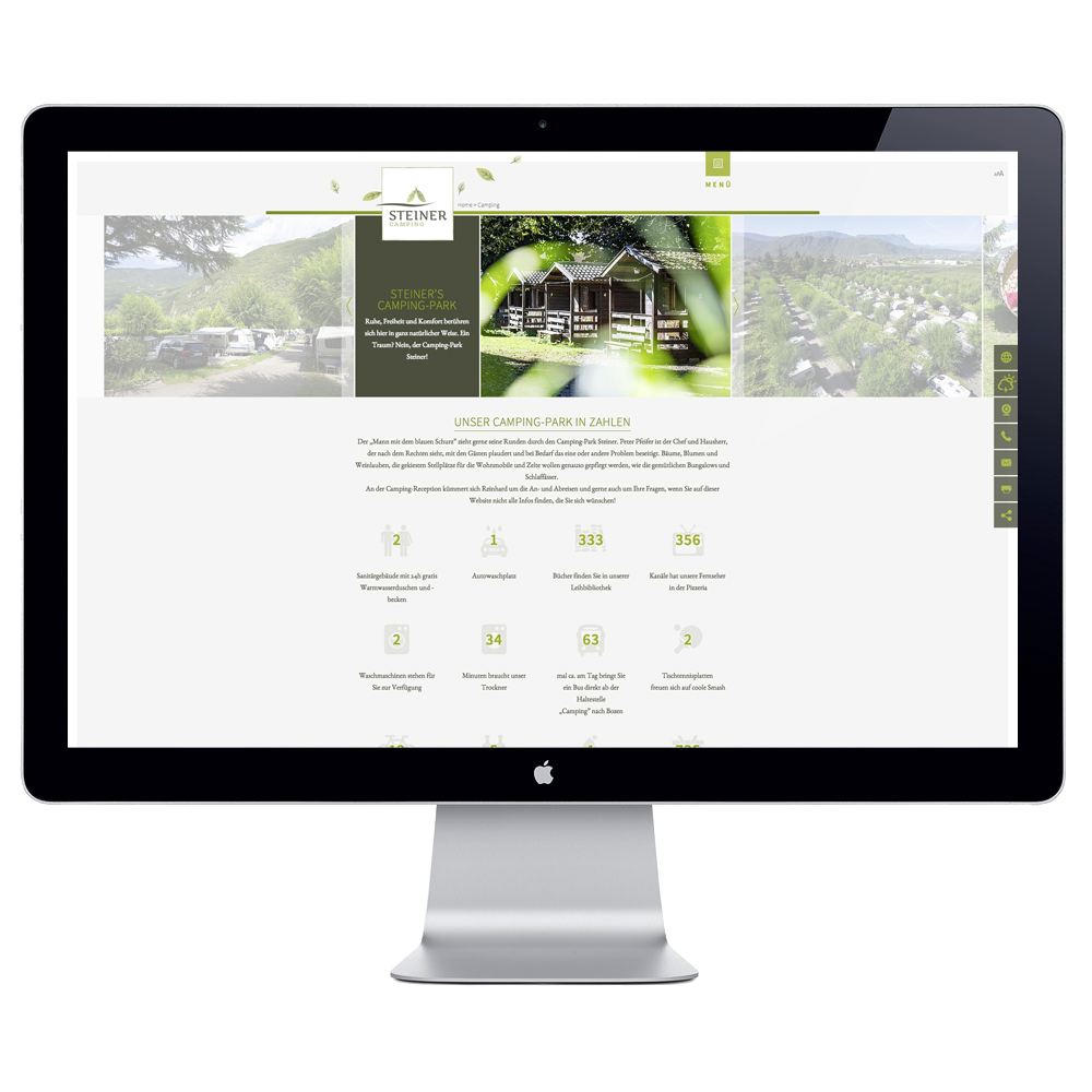 hotel camping Steiner südtirol Leifers south tyrol green grün blätter Website Webseite Responsive mobile html5 Screendesign