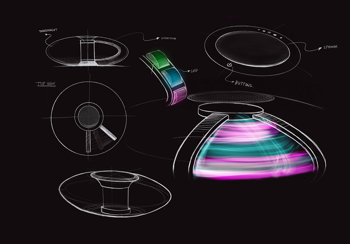 Audio bluetooth music sound speaker Spinning visualization