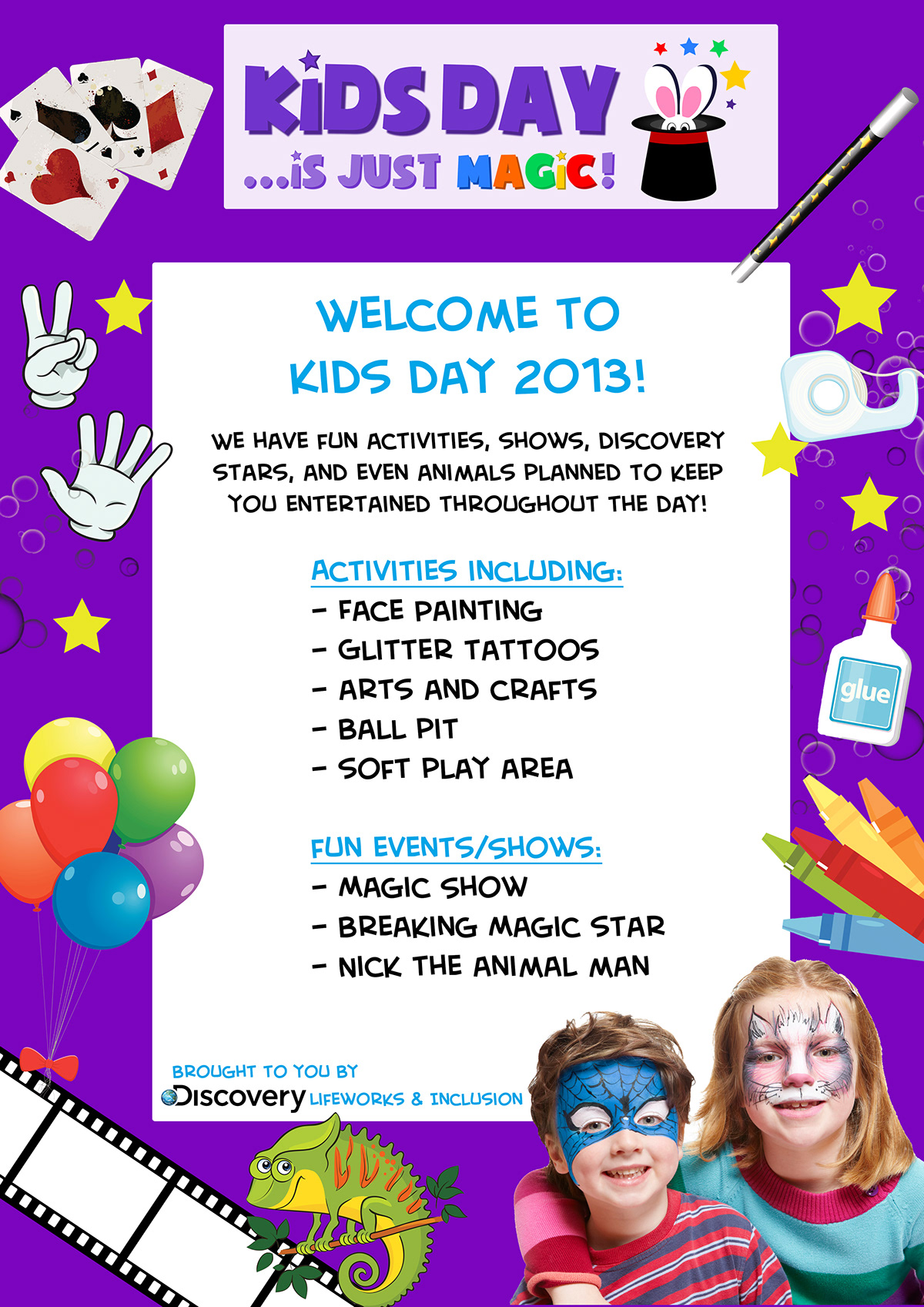 Kids Day kids Event Discovery Channel face paint Magic   animals