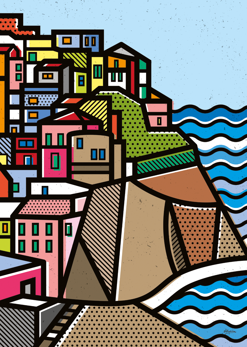 vector Pop Art geometric surreal Greece summer Pool mike karolos Italy colors