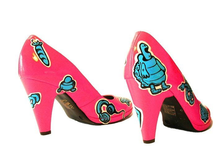 shoes Custom streetart graphics paint handmade pumps heels Ballerinas
