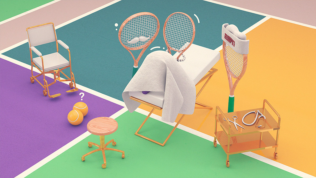 ESPN Ident tennis sports 3D typography   court styleframes state youth