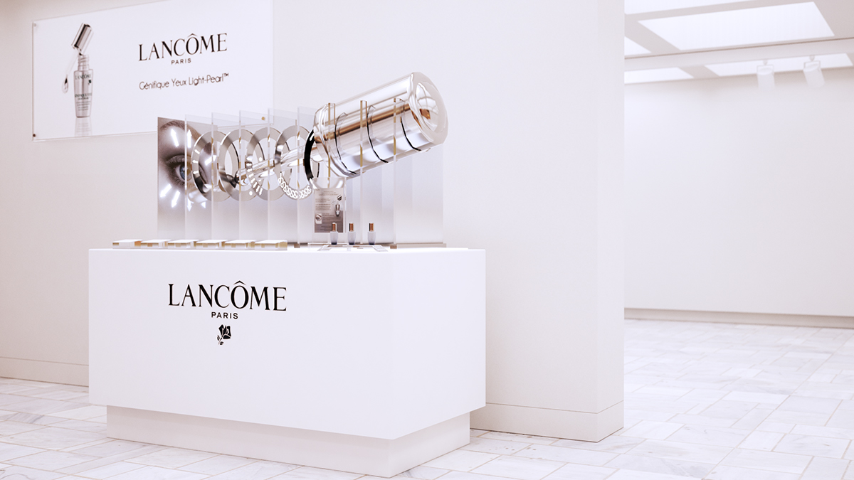 Lancome table display Promotion posm pop highlight exhibit gallery cosmetics booth activation