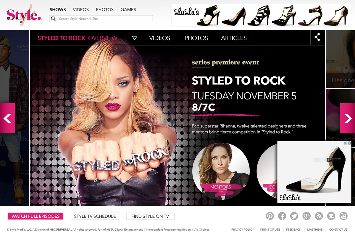 Style Network video Website tv show Reality TV Rihanna Responsive