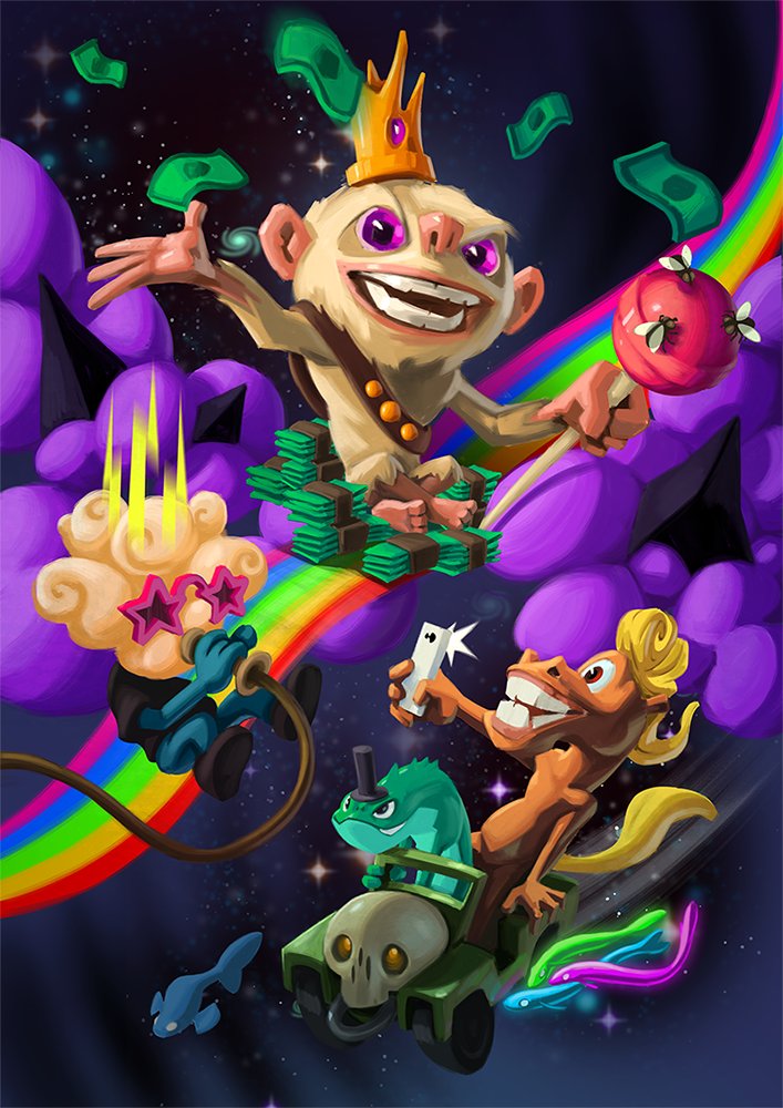 crazy madness fantasy monkey weird trippy rainbow funky