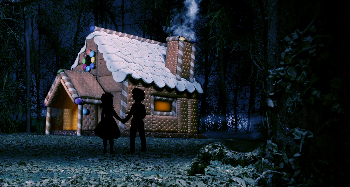 Hansel gretel Fratelli Grimm casa abitazione dolci caramelle Marzapane bambini strega fiaba cioccolata Biscotti foresta bosco