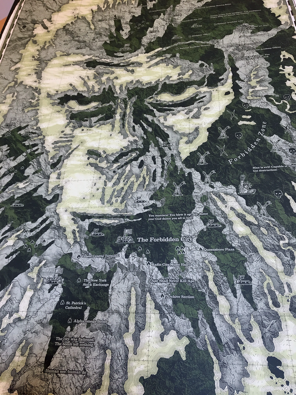planet of the apes poster screen print Charts diagram map Forbidden zone