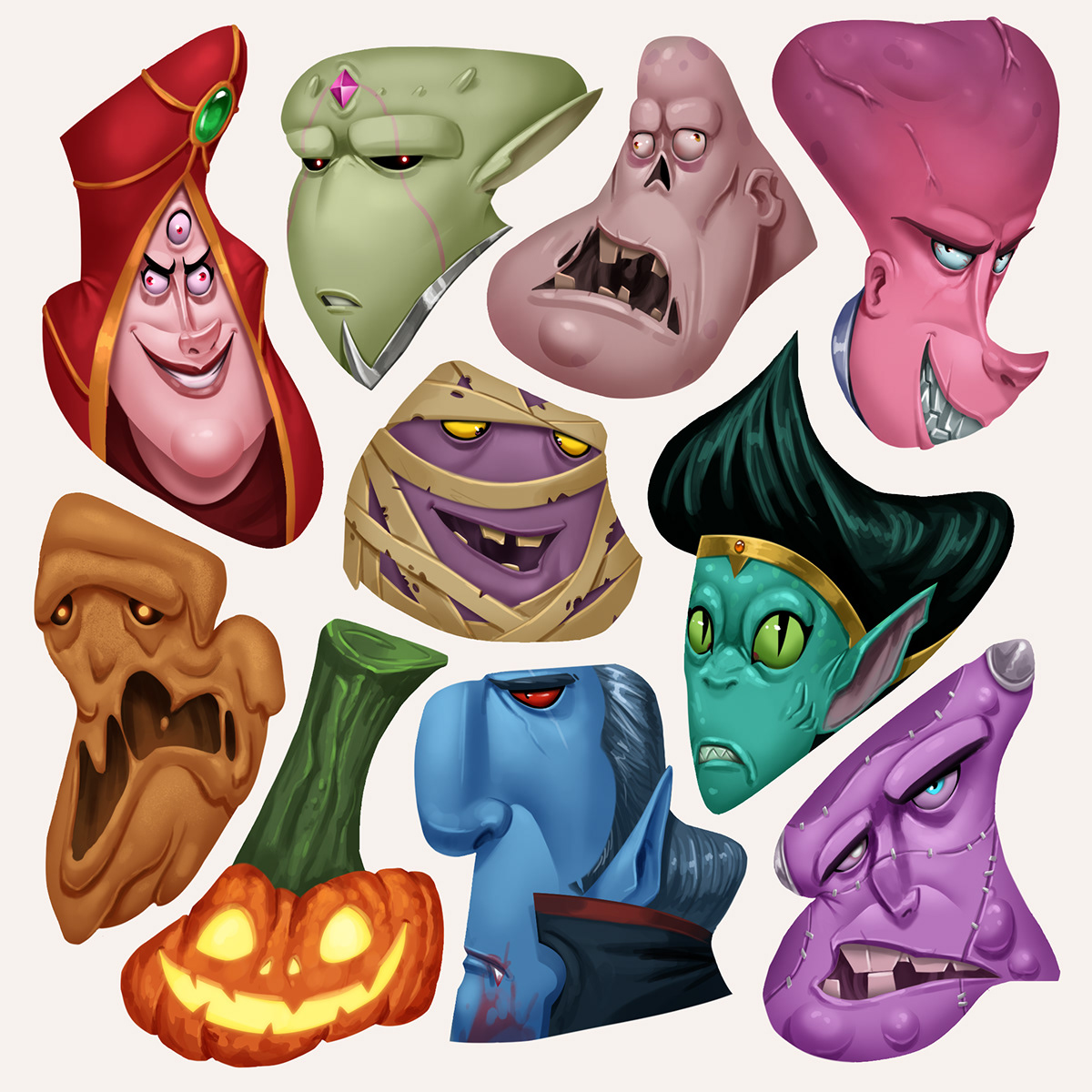 Character design  creatures monsters Elementals animals digital illustration cartoon artwork artist Medley