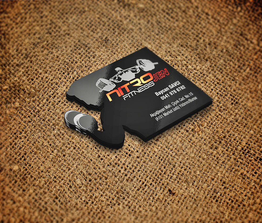 gym business card fitness nitro nitrojen graphic design  card design kettlebell dumbell sport