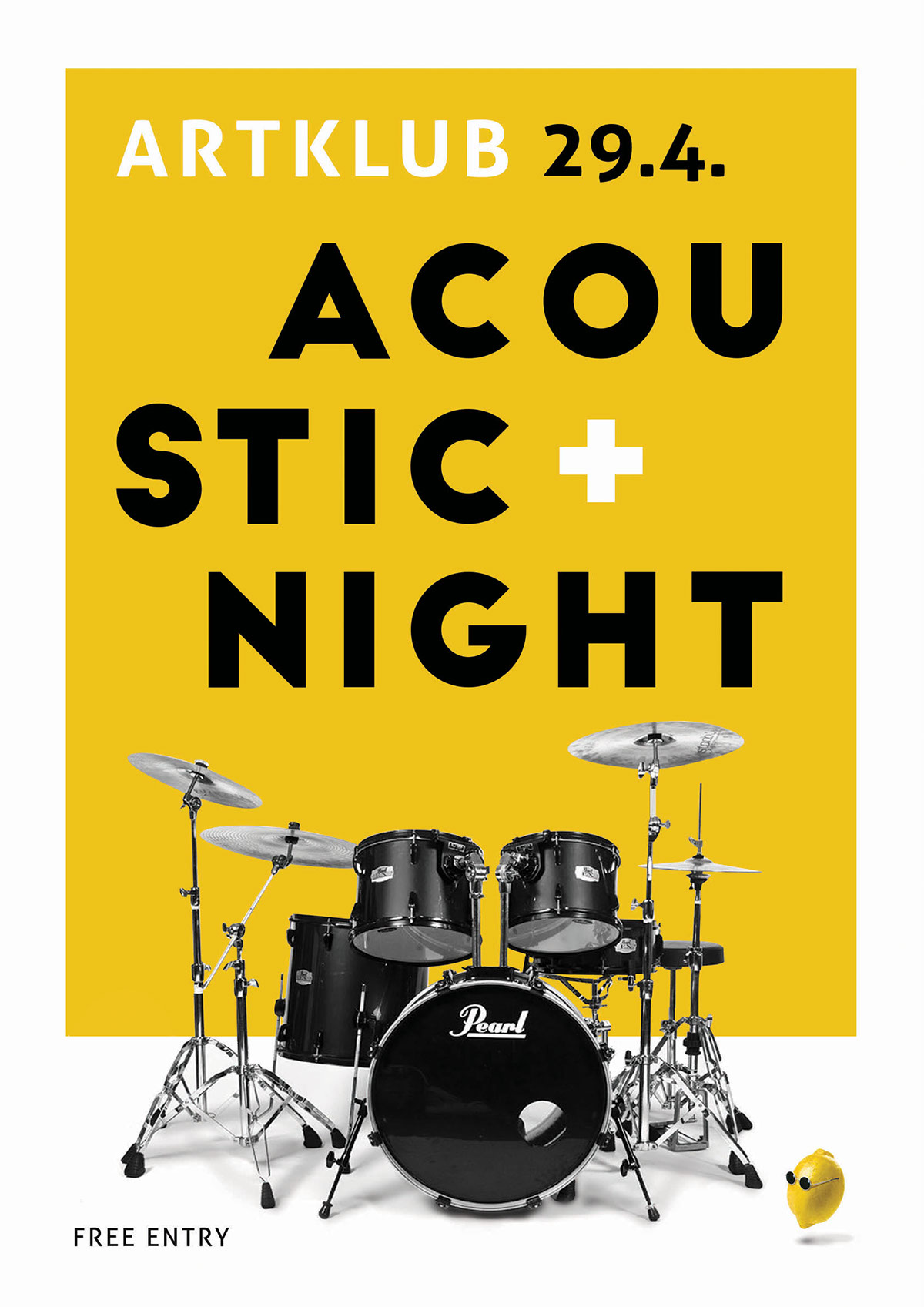 poster night music drums concert acoustic sound lemon