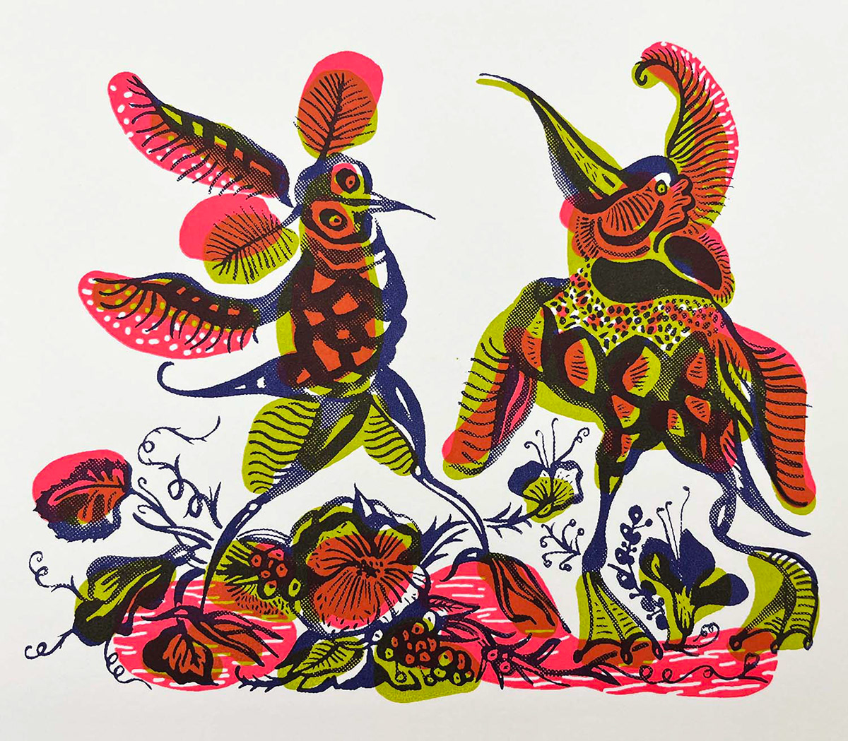 book book design printmaking silkscreen Bookbinding Drawing  bugs bookillustration birds