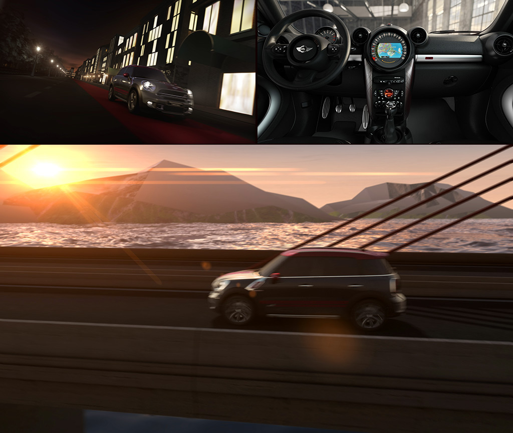 MINI ParkLane CGI automotive   Geneva car countryman LOFT motion design compositing press conference led BMW countdown
