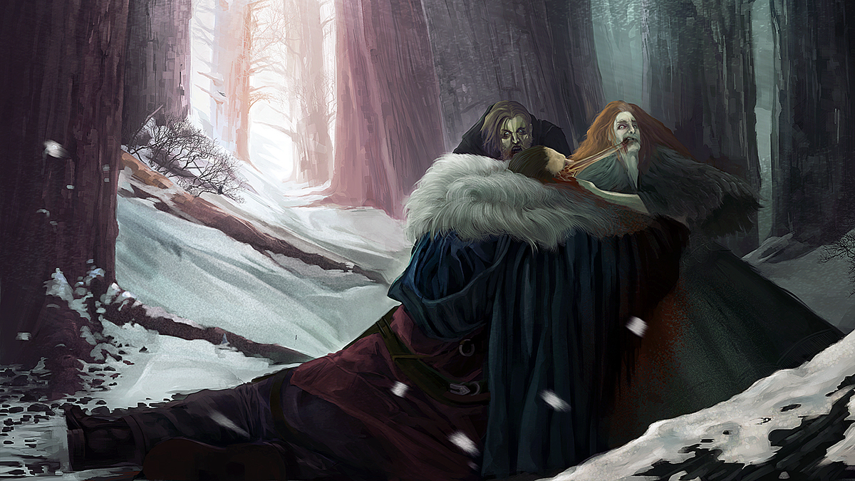 Fan Art Game of Thrones Winters coming Canivals snow forest flesh