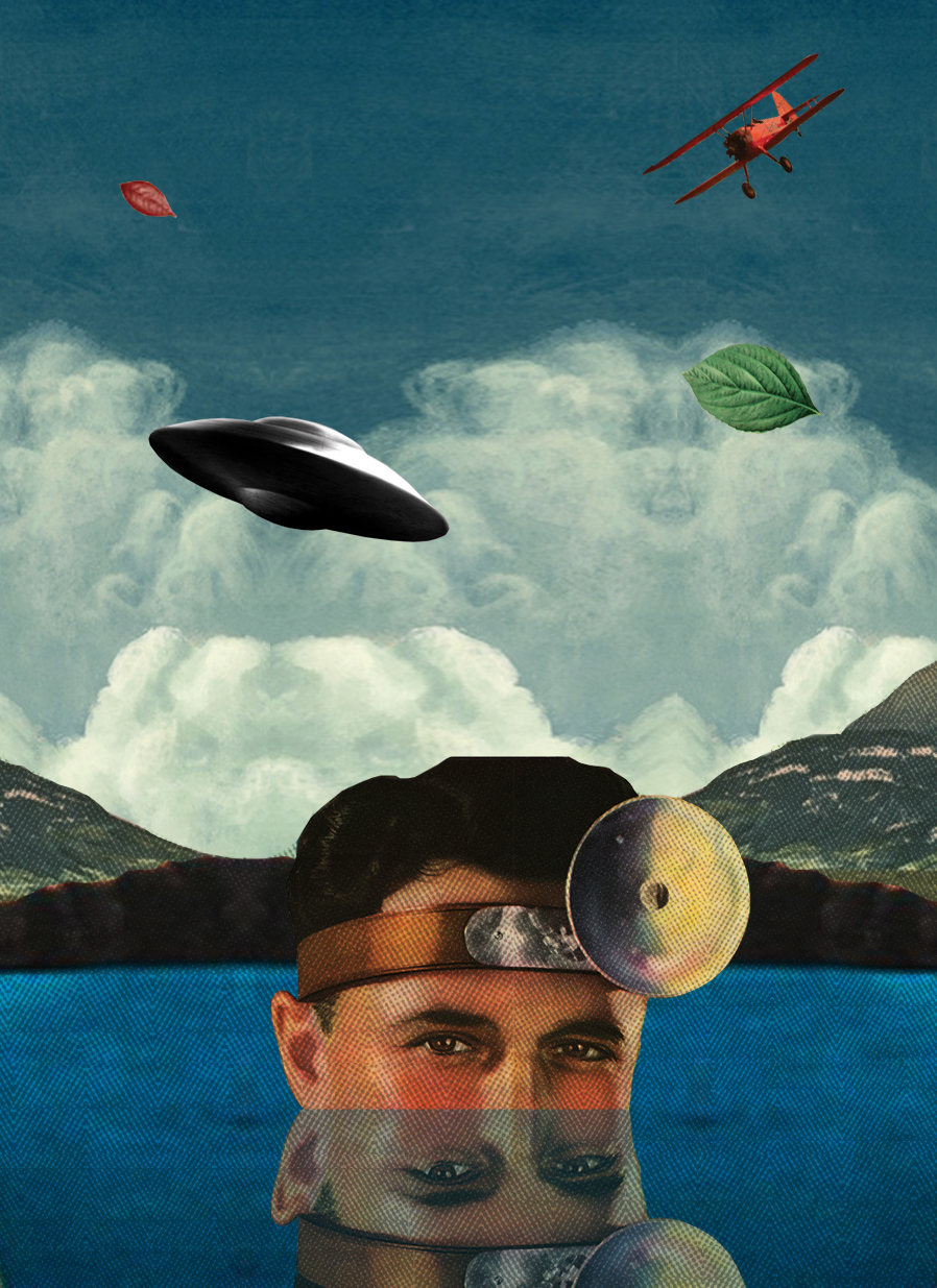 collage festival digitalcollage digital ArtDirection moon earth party flyer identity bee oneric swing vintage Retro