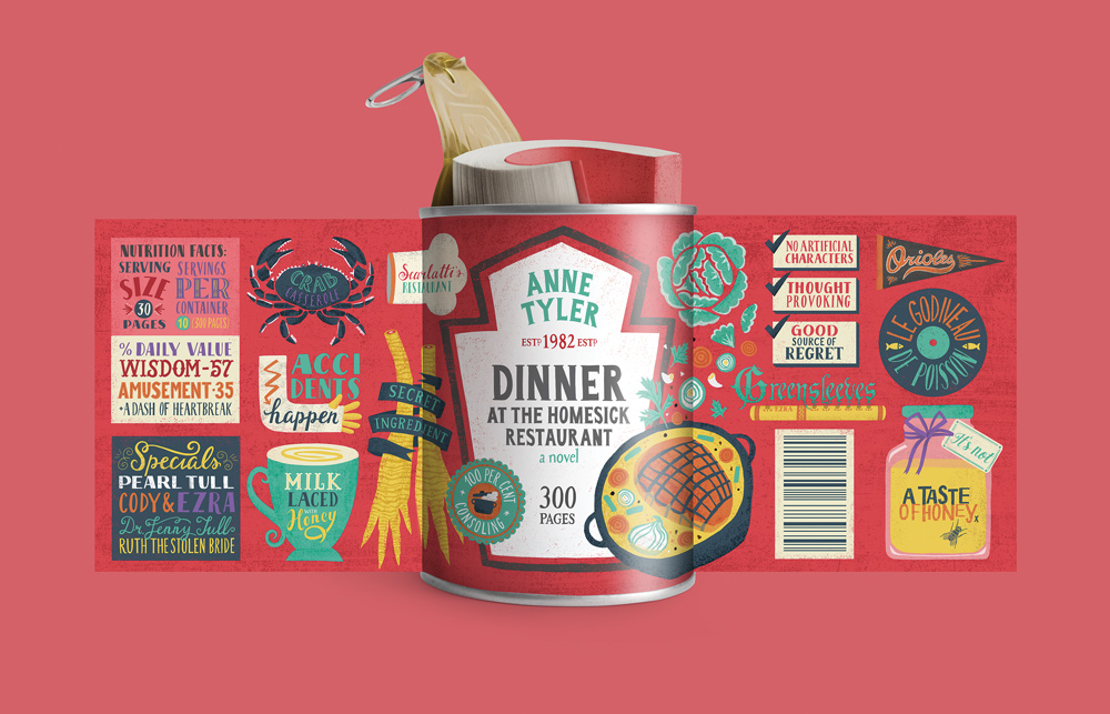 lettering book cover concept breakfast Food  Label