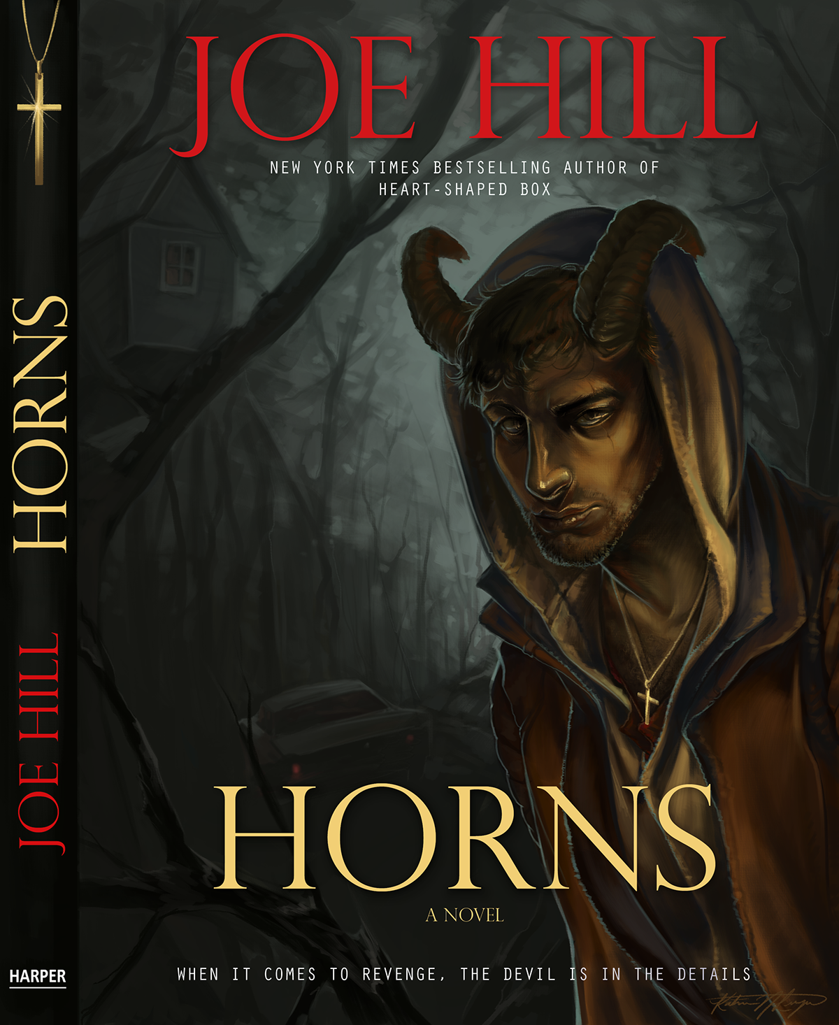 horns Joe Hill book cover cover illustration novel digital illustration cross devil Treehouse