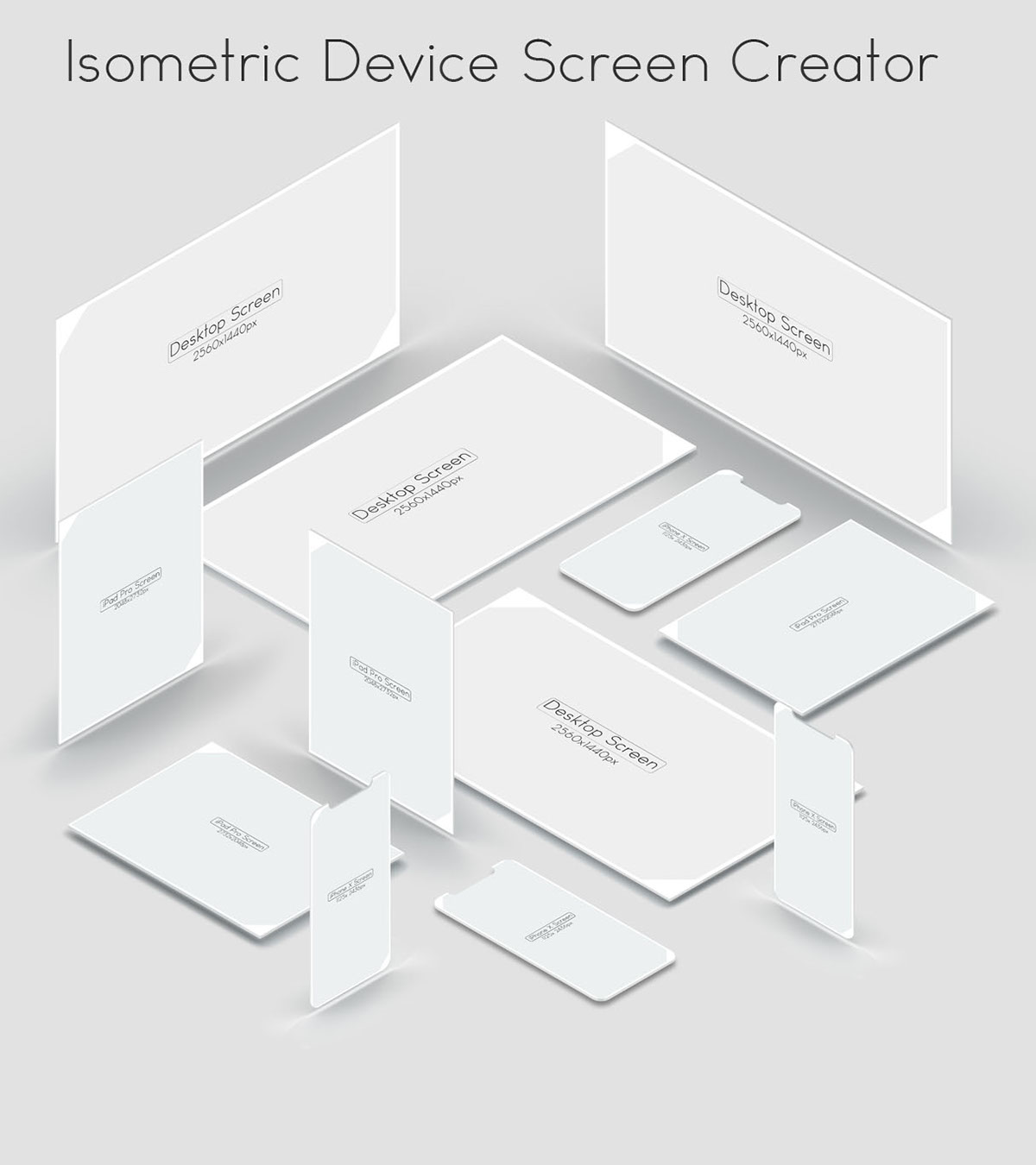 Isometric device screen creator Mockup Web template apple iPhone x iPad