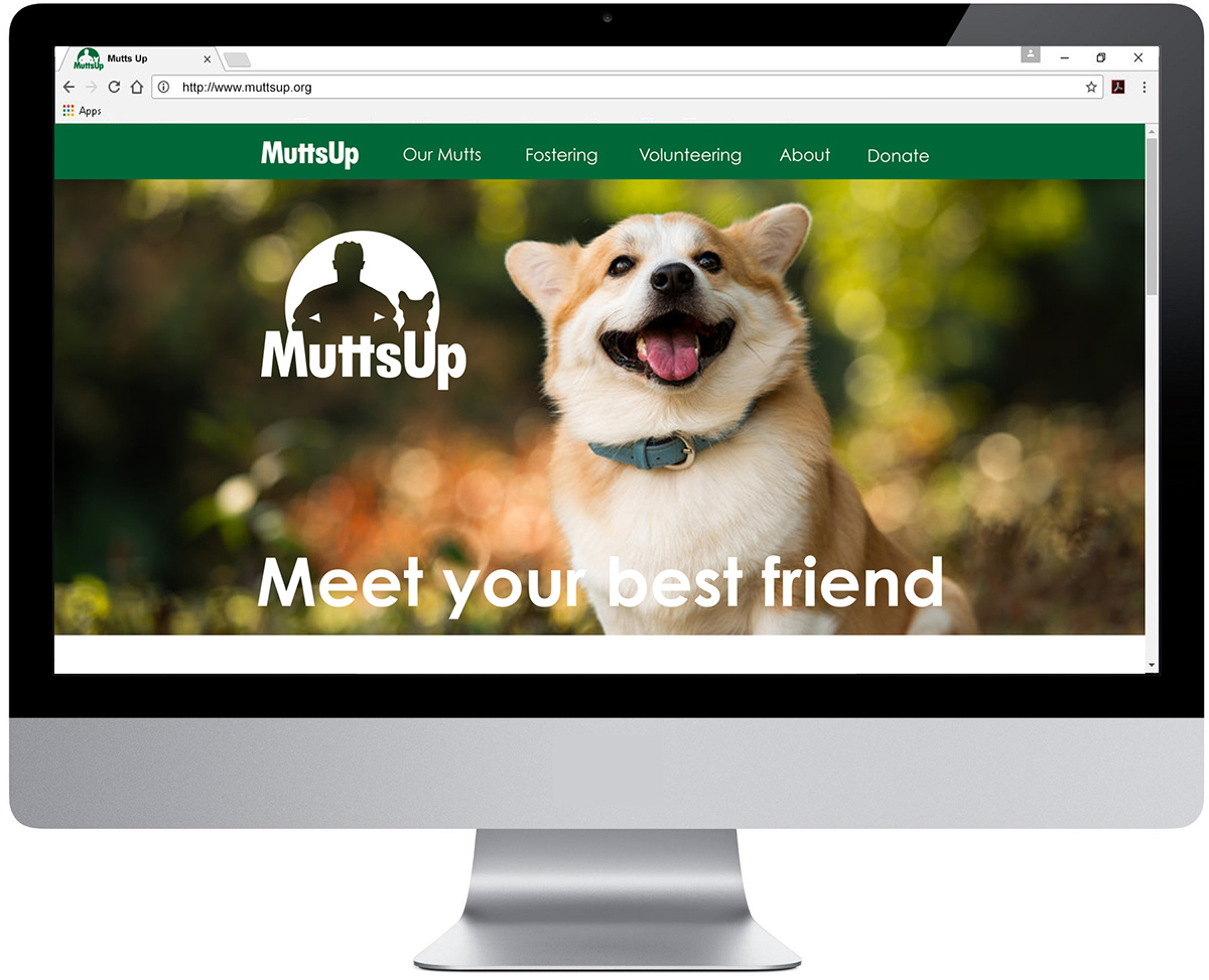 Mutts Up Dog rescue logo Website billboard identity