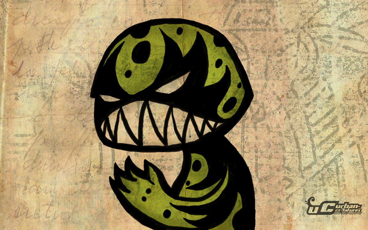 green  creatures  Monsters   graphic design