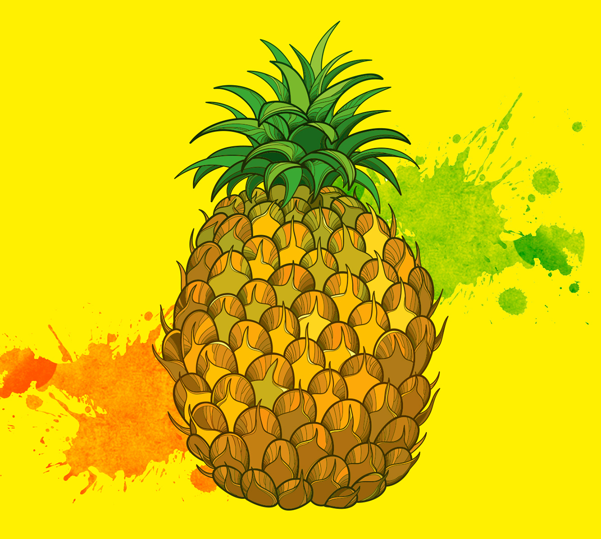 seamless pattern Pineapple tropic Fruit summer Contour ananas floral textile