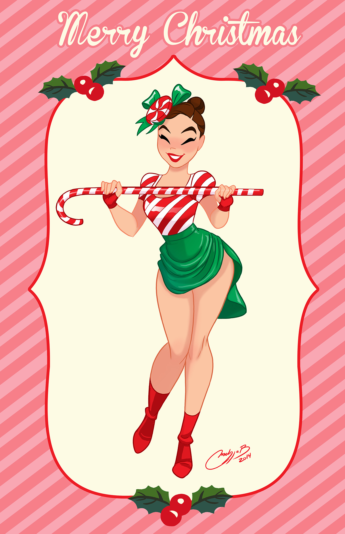candy cane girl Candy Christmas xmas pinup Cane