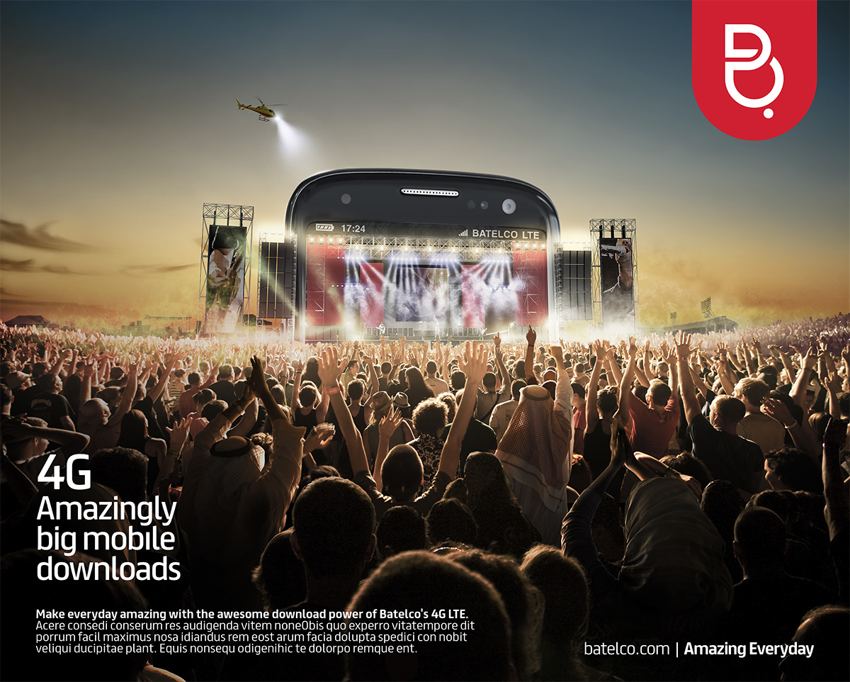 4g Batelco Bahrain LTE campaign DUSK SKY sunset stadium f1 concert floating speed fast download