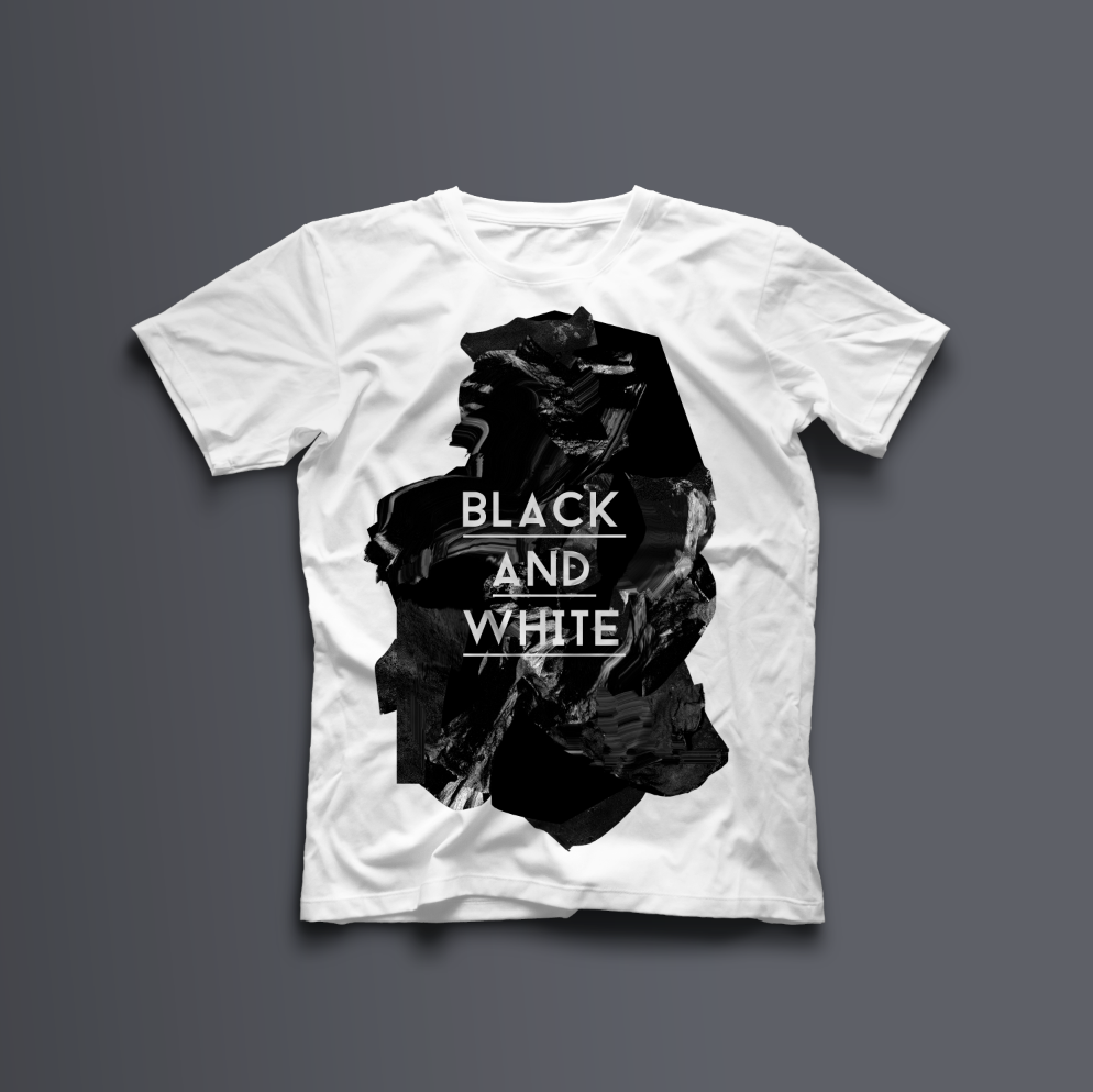 t-shirt black White abstract