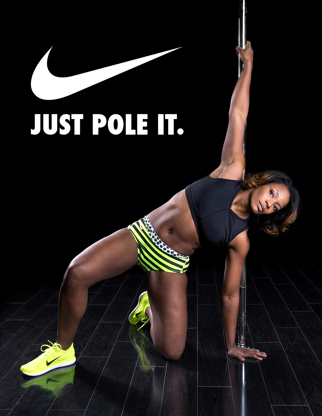 pole dance Pole fitness sport athlete black dark Nike studio marketing  