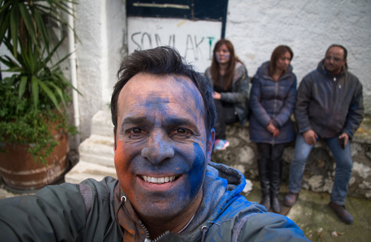 Carnival Galaxidi Greece colour Street clean monday flour war